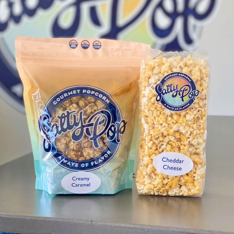 Salty Pop Popcorn Creamy Caramel and Cheddar Cheese Flavors